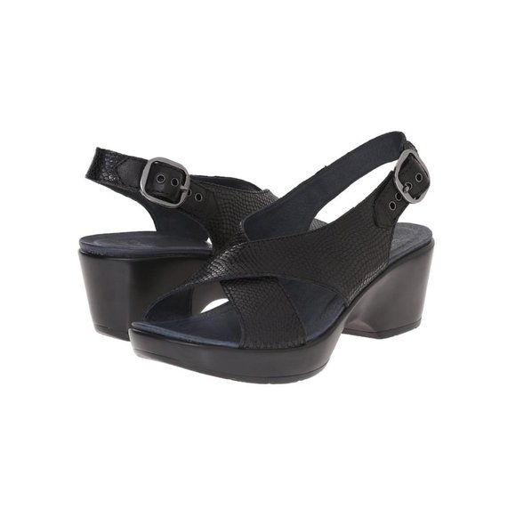 Dansko Shoes - Dansko Jacinda Wedge  Sandal Platform Medium High Heel Leather Comfortable Light